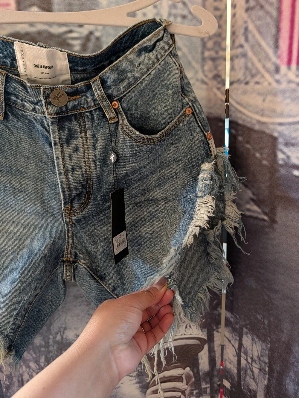 One Teaspoon X Free People Women's Frankies Low Waist Long Length Denim Shorts